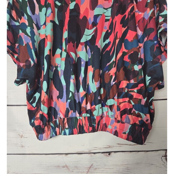 Tek Gear Womens Top Size XL Multicolor Short Sleeve Crop Elastic Band Athletic - Picture 3 of 6